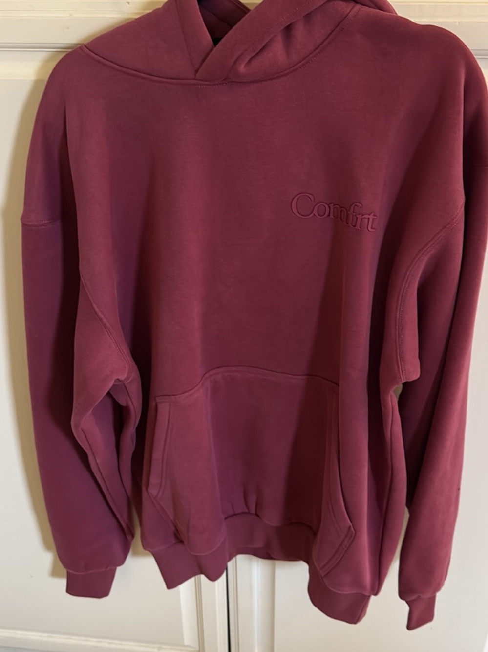 Comfrt Embroidered Pullover Hoodie Berry